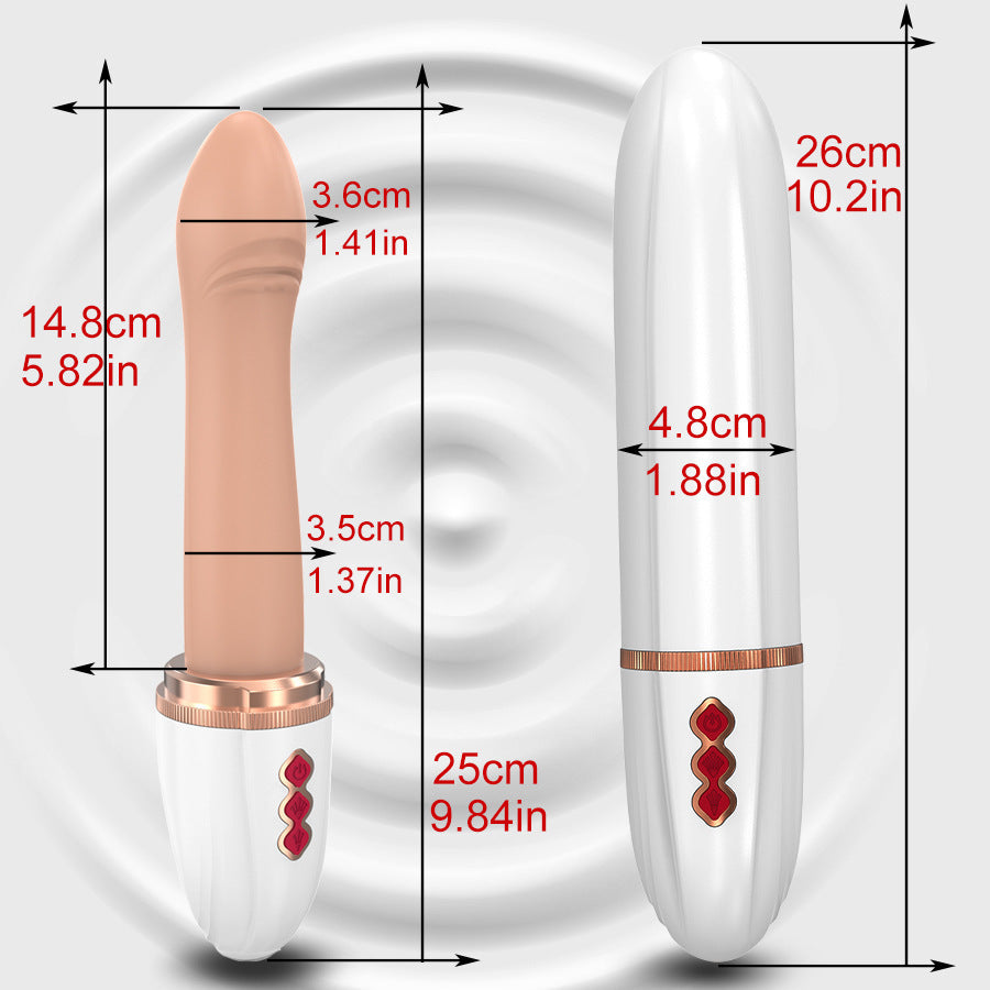 White Automatic Thrusting Vibrator with Suction Base - Hands-Free Telescopic Massager for Women