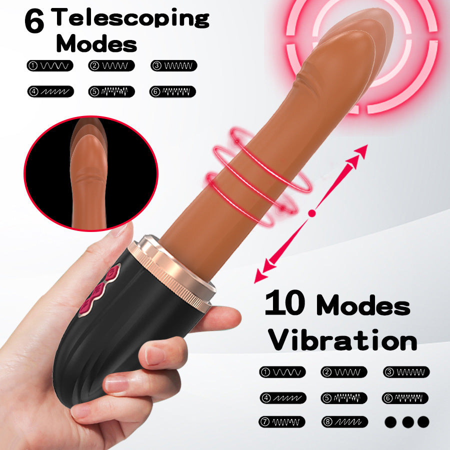 Black Automatic Thrusting Vibrator with Suction Base - Hands-Free Telescopic Massager for Women