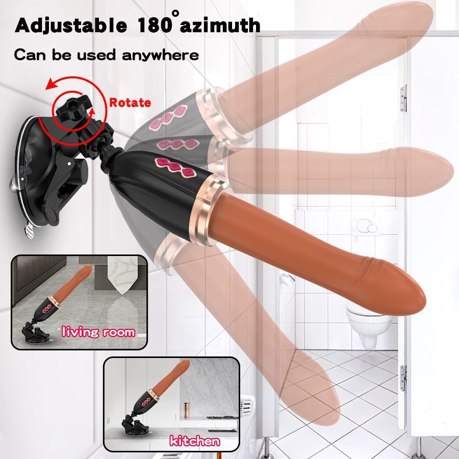 Black Automatic Thrusting Vibrator with Suction Base - Hands-Free Telescopic Massager for Women