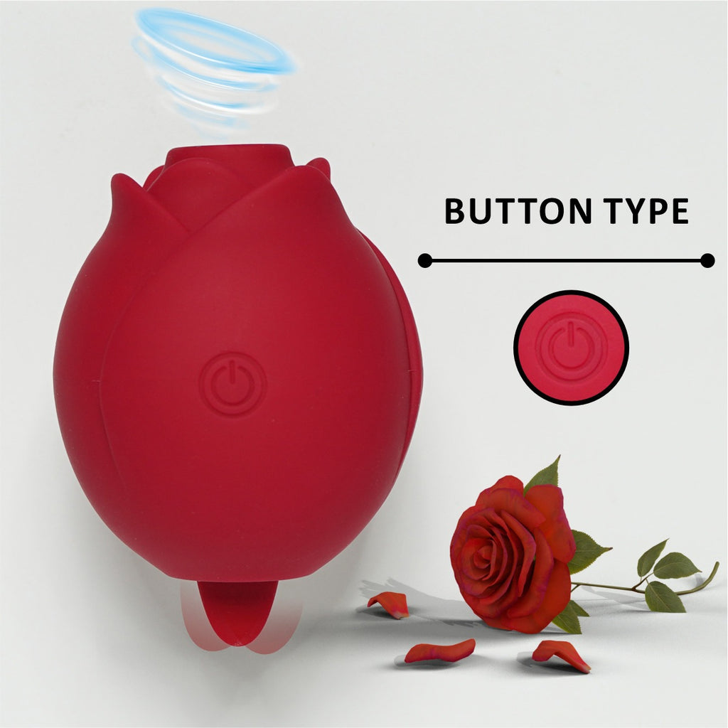 Red Rose-Shaped App-Controlled Suction & Tongue Massager - Sensual Chest Teasing Adult Toy