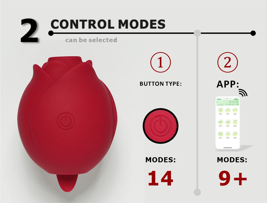 Red Rose-Shaped App-Controlled Suction & Tongue Massager - Sensual Chest Teasing Adult Toy
