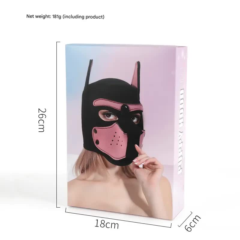 Playful Puppy Hood Mask - Soft Neoprene Full Head Cosplay & SM Accessory(Purple)