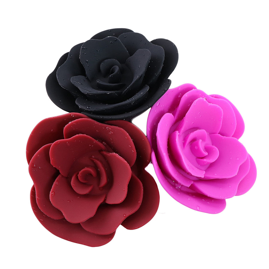 Elegant Rose Silicone Anal Plug - Smooth Tapered Design for Comfortable Play(Purple)