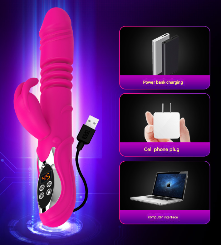 (Purple)Ultimate G-Spot & Clitoral Rabbit Vibrator - Telescopic, Heated, Rotating