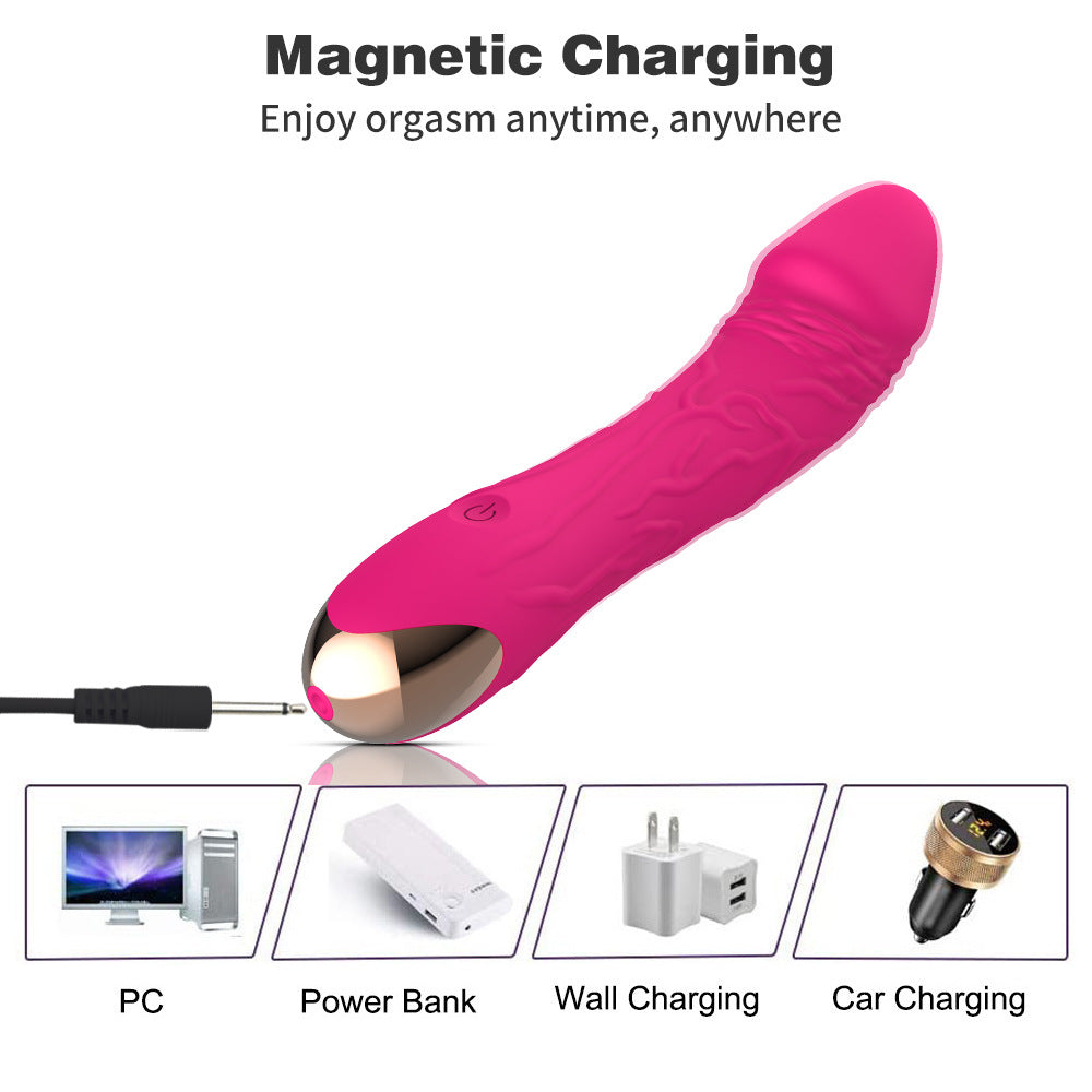 Pink Intense Pleasure G-Spot Vibrator - 20 Speed Rechargeable Silicone Wand with Magnetic Charging