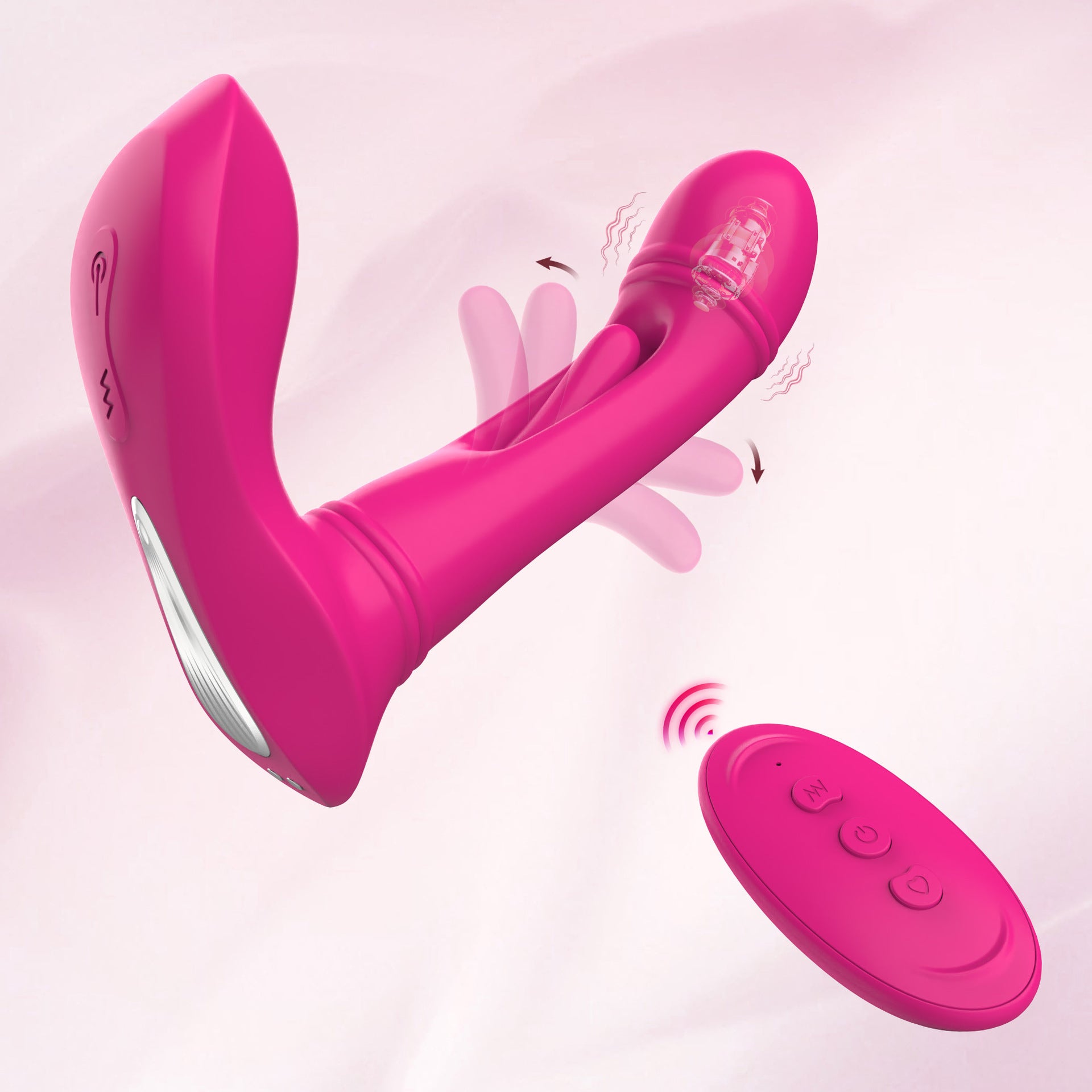 Pink  Wearable Vibrating Stimulator with Remote - Dual-Action Couples' Toy